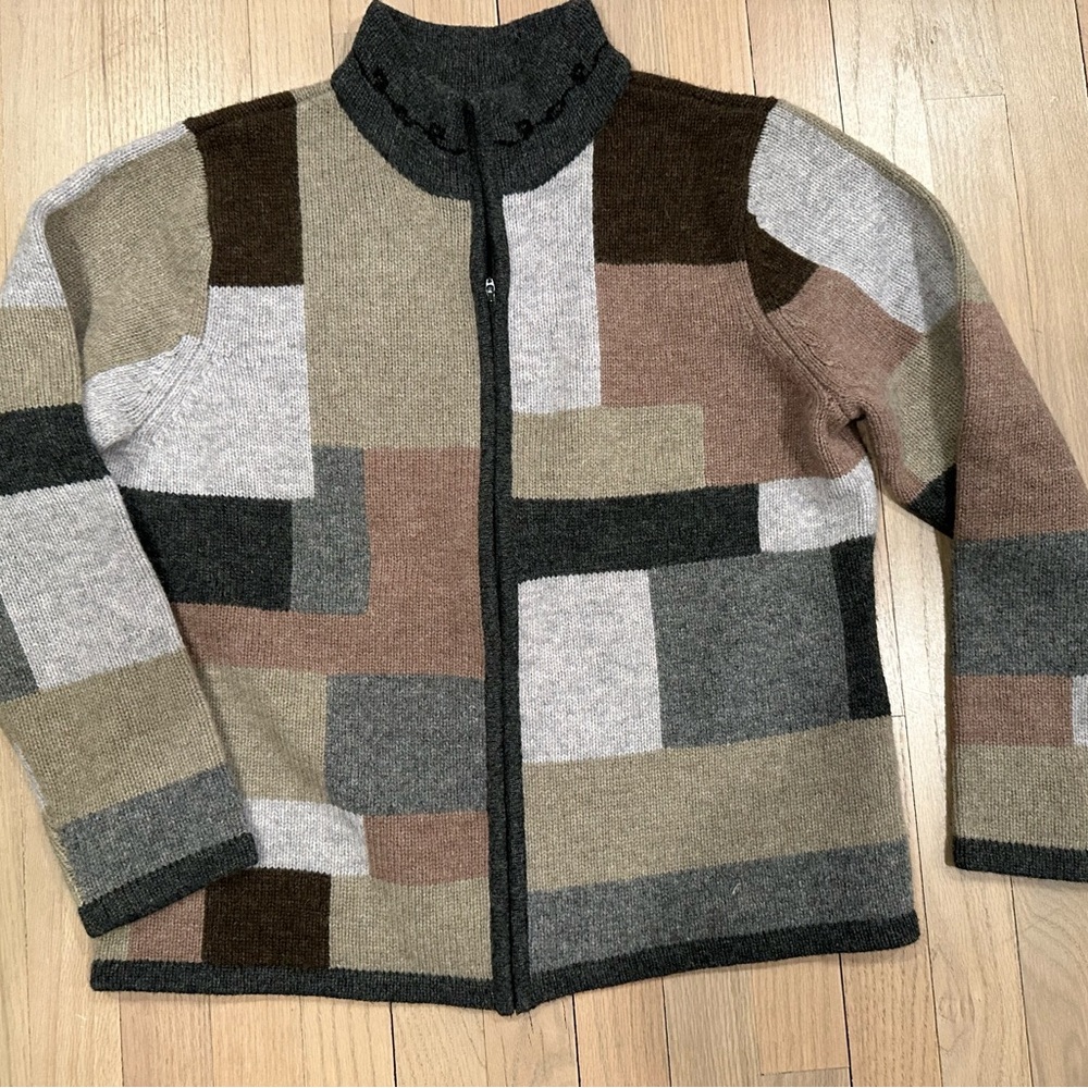 Like New Vintage Talbots Patchwork Pattern Zip-Up… - image 8